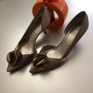 Adrianna Papell Tan Dressy Satin Heels